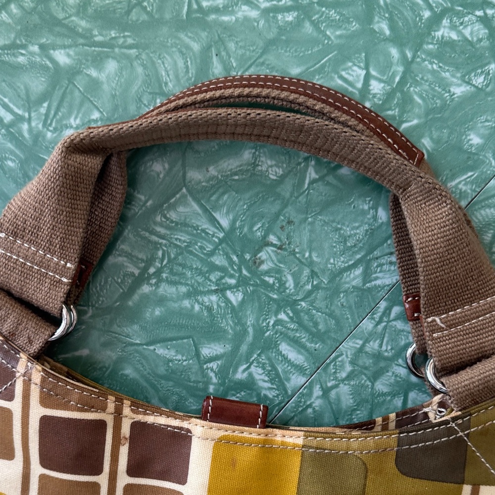 Orla Kiely Geometric Patterned Brown and Green Women's Bag - Picture 9 of 13